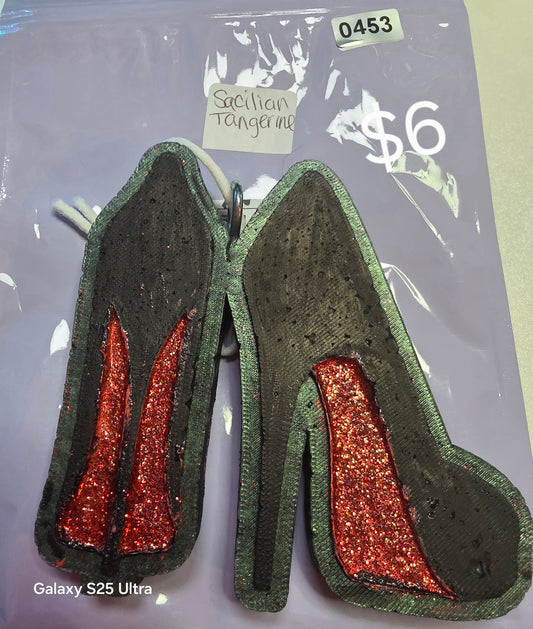 453 Freshie Clearance Black red bottom shoe Sicilian Tangerine