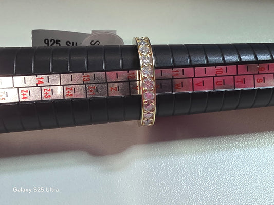 #372 YG 925 Sterling Silver Ann. Band 3.00ctw Moiss. Size 12